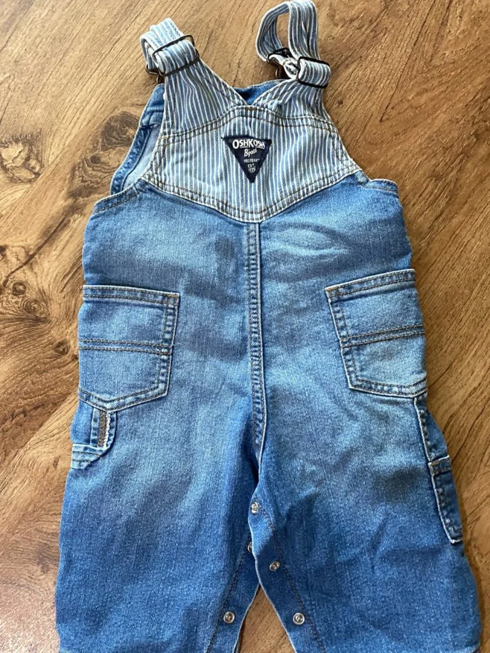 Lot of 3 OSHKOSH Overalls Blue/Stripes/Brown-6-9 Months
